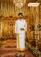 Ottiko Kattiko Dhoti | 5 Inch Jari Dhoti | Velcro Silk Mix Dhoti