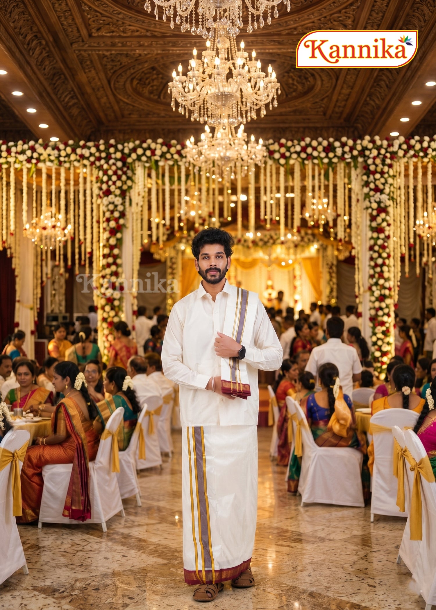 Korvai Silk Dhoti 7 Kan a ethnic wear for men | kannika