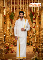 Ottiko Kattiko Dhoti | 3 Inch Jari Dhoti | Velcro Silk Mix Dhoti
