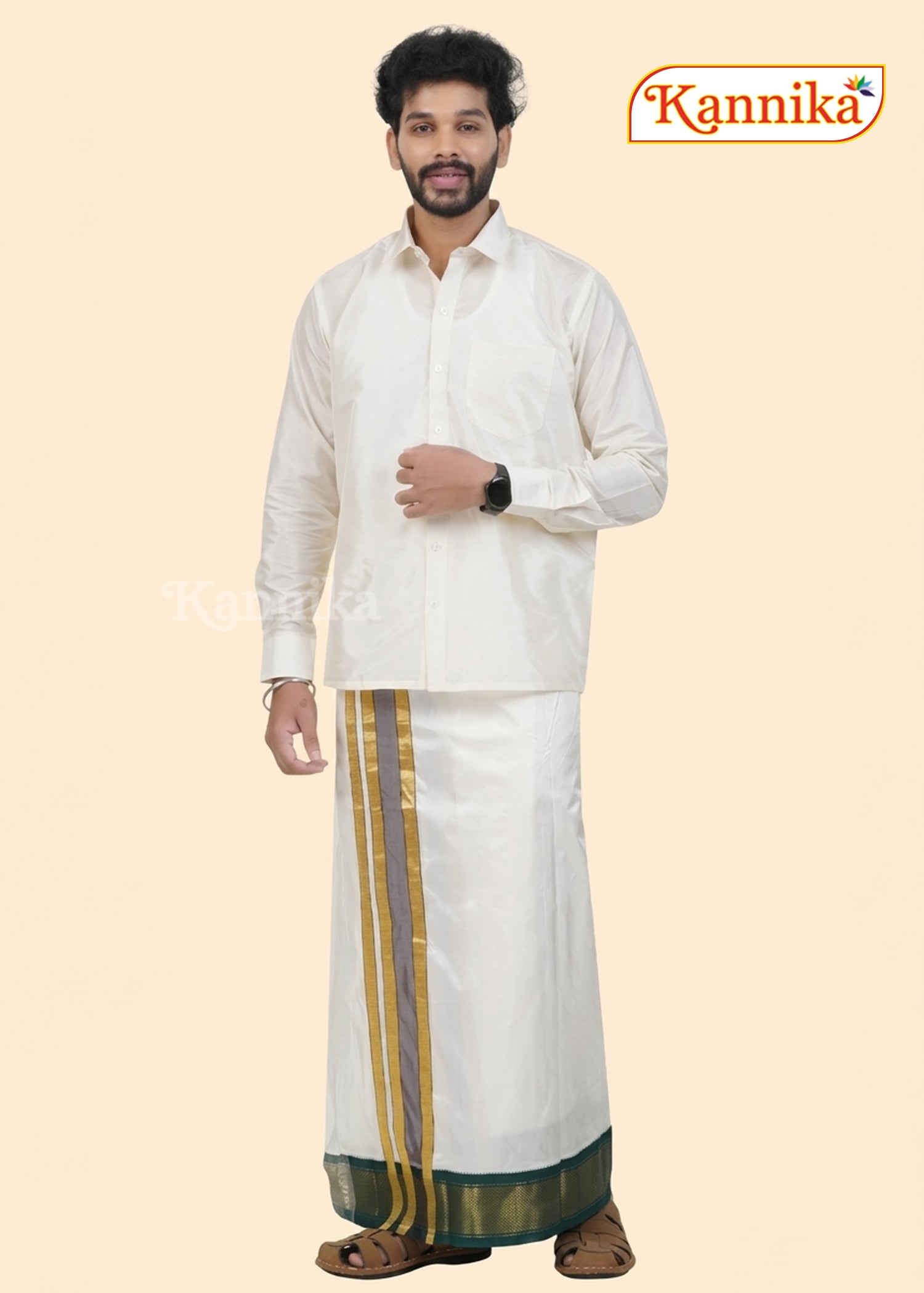 Korvai Silk Dhoti 13Kan a ethnic wear for men | kannika