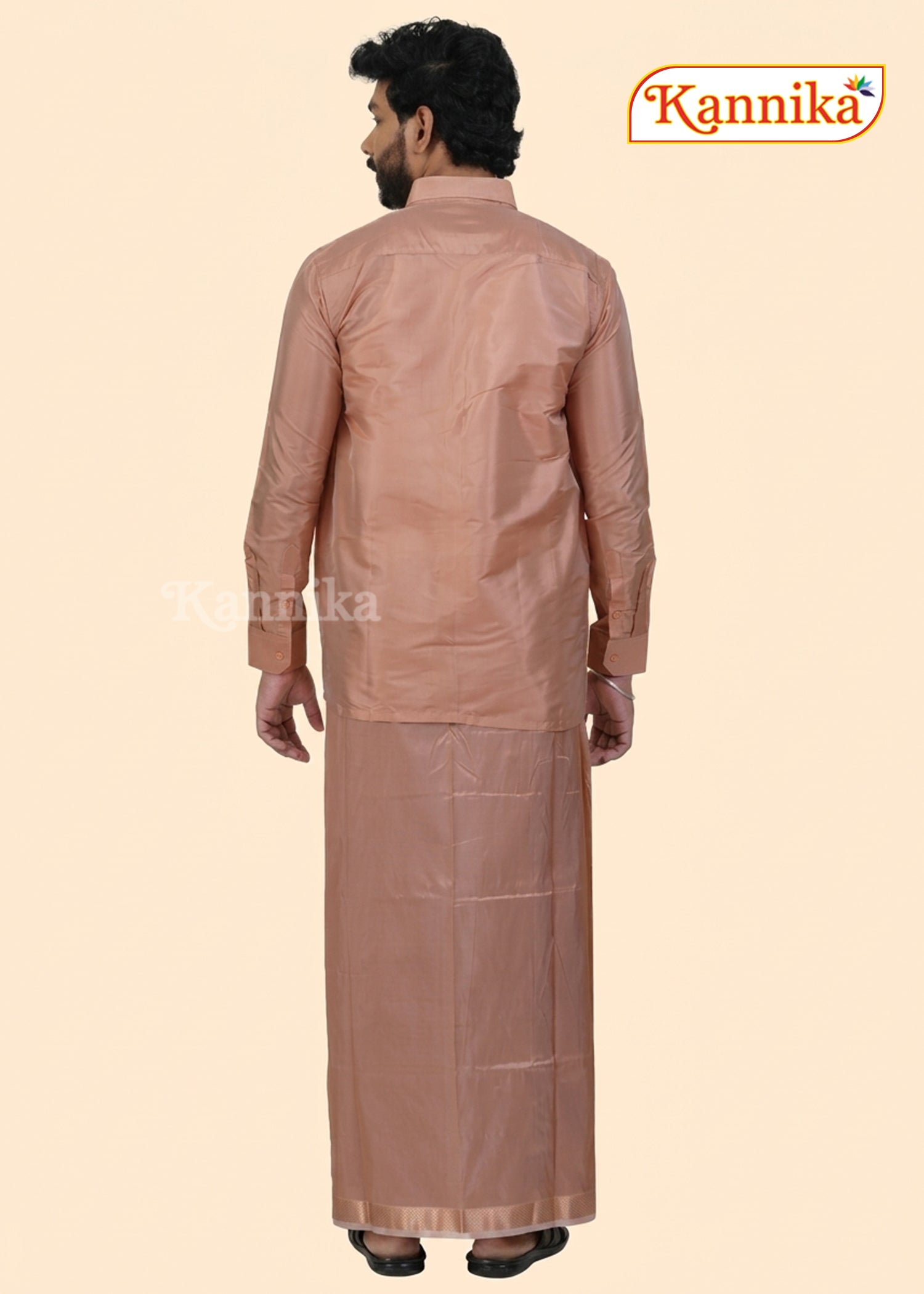 Mappillai Dhoti Suit Sets For Wedding Art Silk coper copper