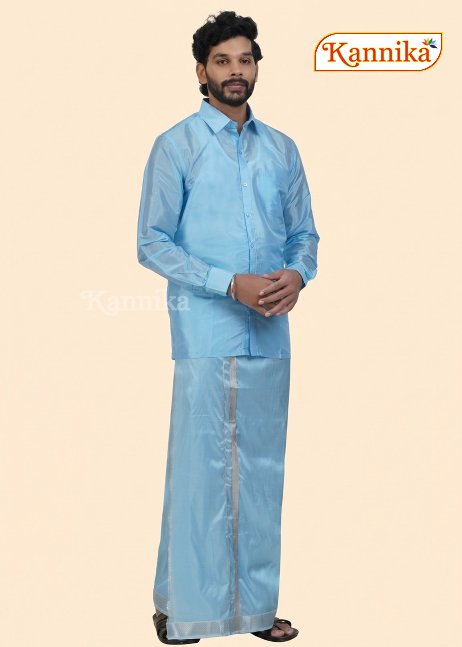 Mappillai Dhoti Suit Sets For Wedding Art blue