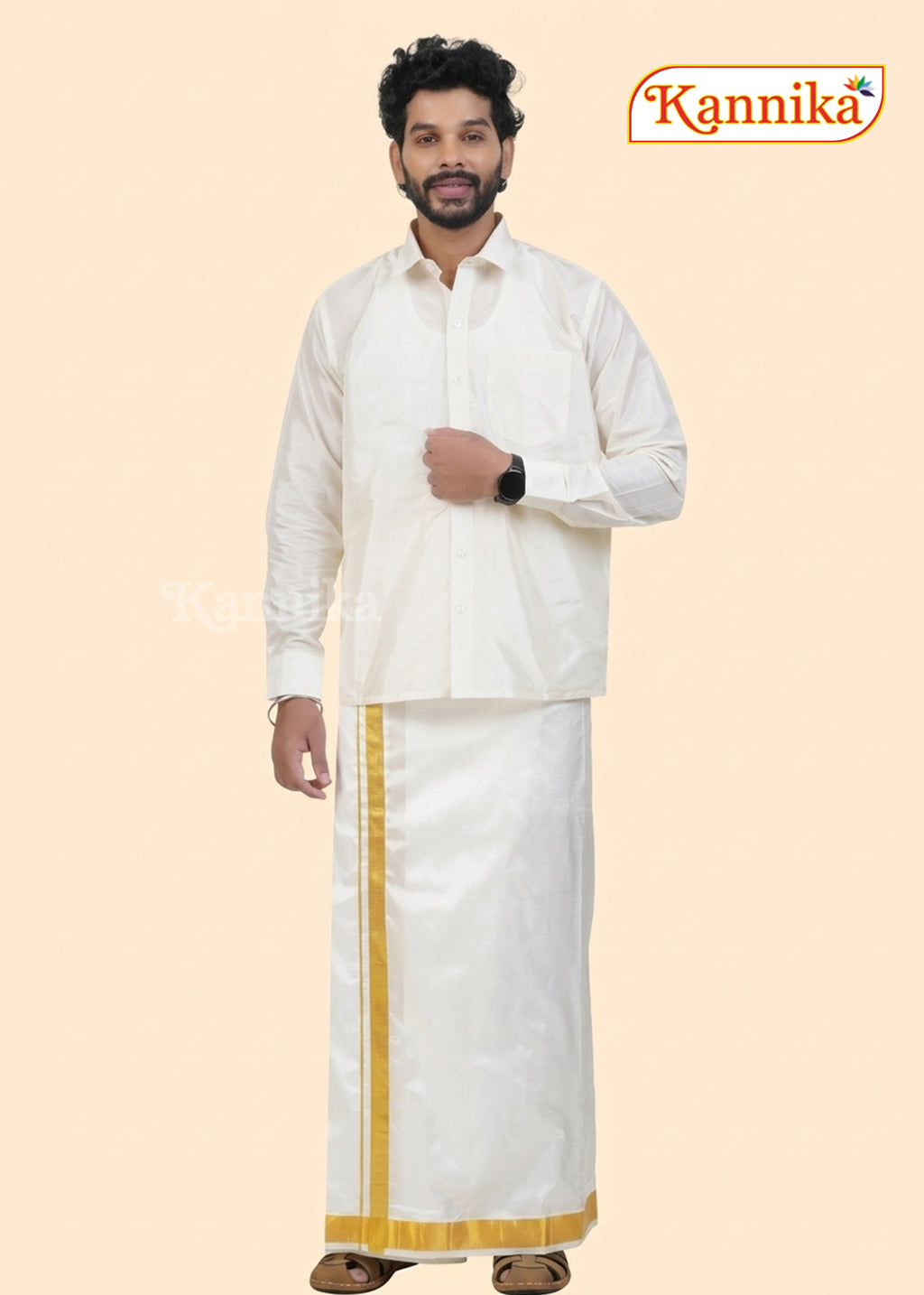 Ottiko Kattiko Dhoti | 2 Inch Jari Dhoti | Velcro Silk Mix Dhoti
