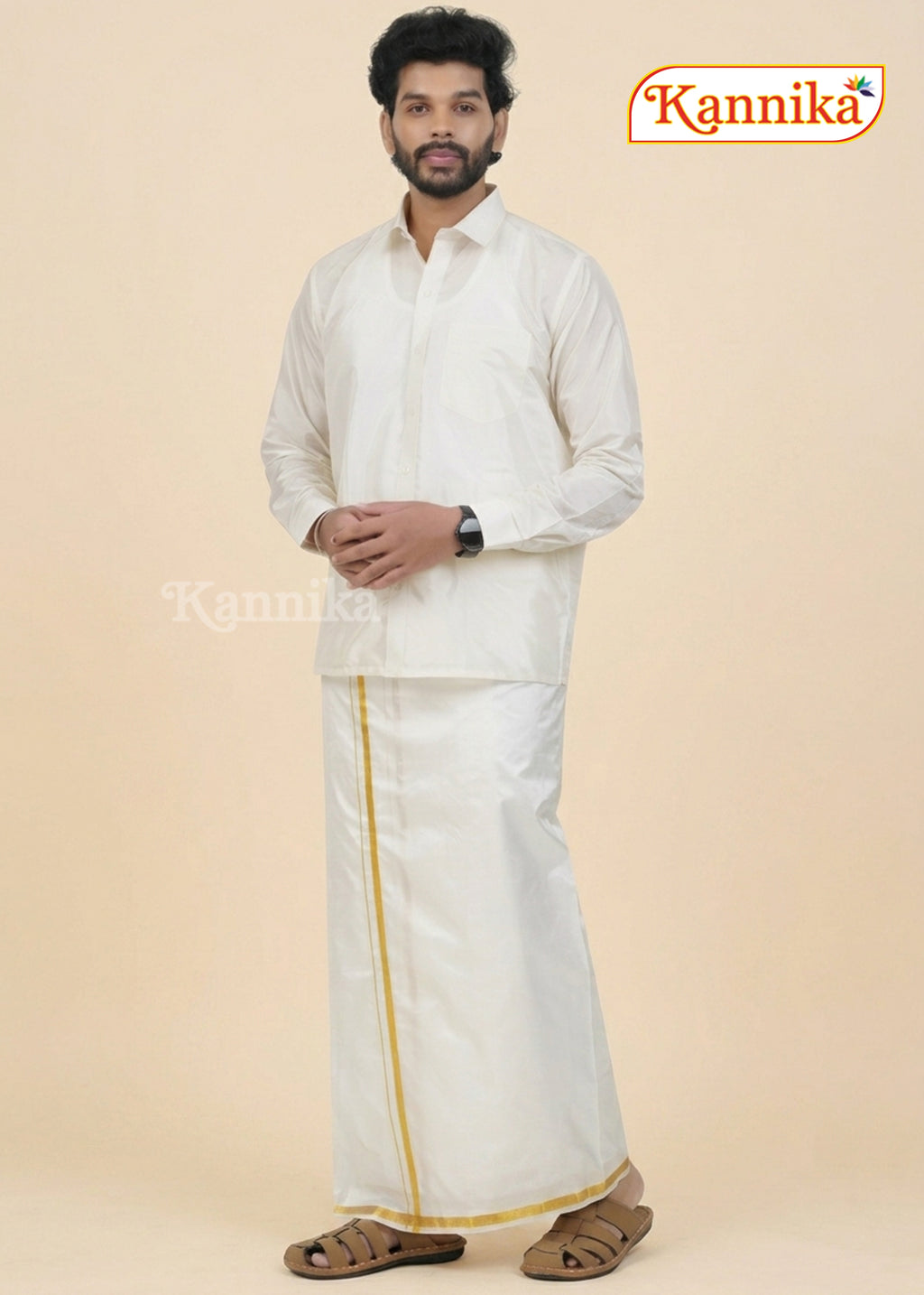 Ottiko Kattiko Dhoti | Half Inch Jari Dhoti | Velcro Silk Mix Dhoti