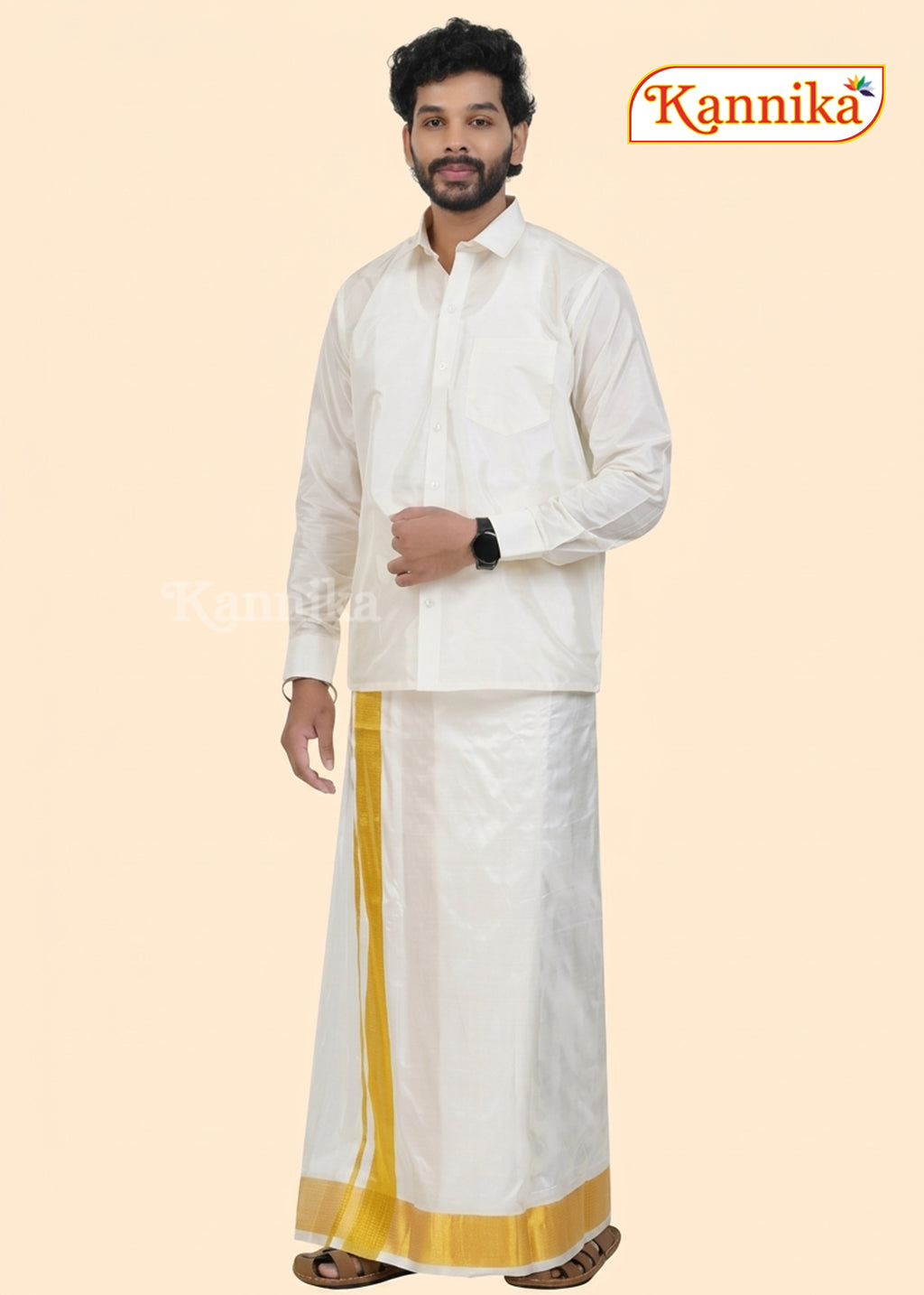 Ottiko Kattiko Dhoti | 5 Inch Jari Dhoti | Velcro Silk Mix Dhoti