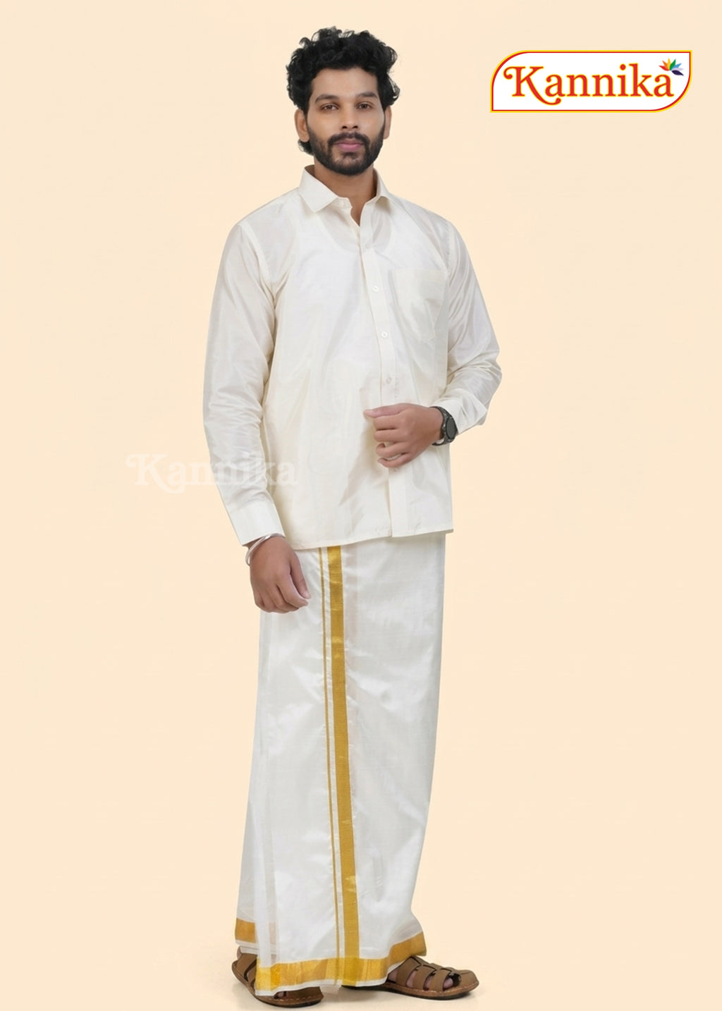 Ottiko Kattiko Dhoti | 2 Inch Jari Dhoti | Velcro Silk Mix Dhoti