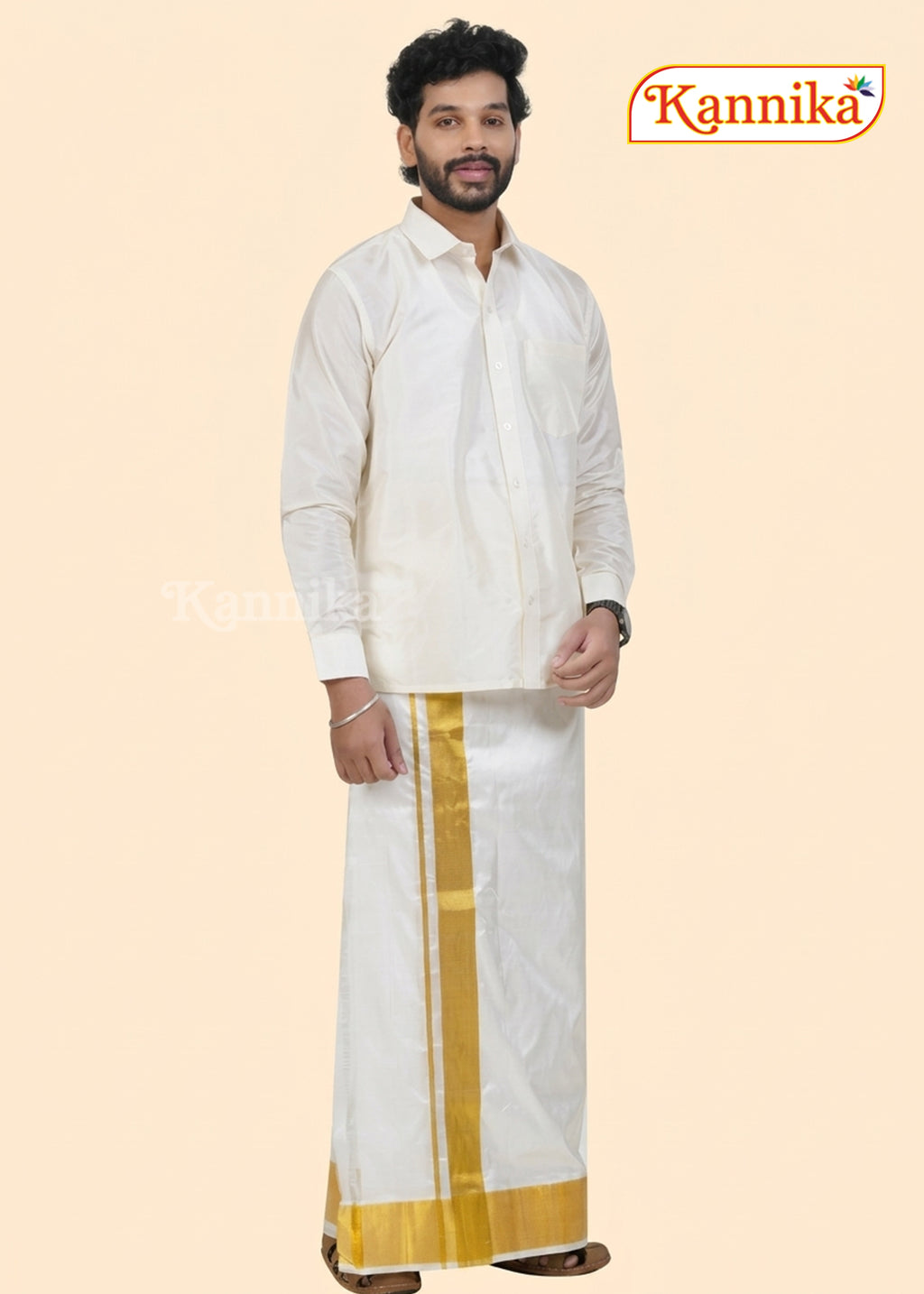 Ottiko Kattiko Dhoti | 4 Inch Jari Dhoti | Velcro Silk Mix Dhoti