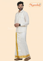 Ottiko Kattiko Dhoti | 3 Inch Jari Dhoti | Velcro Silk Mix Dhoti