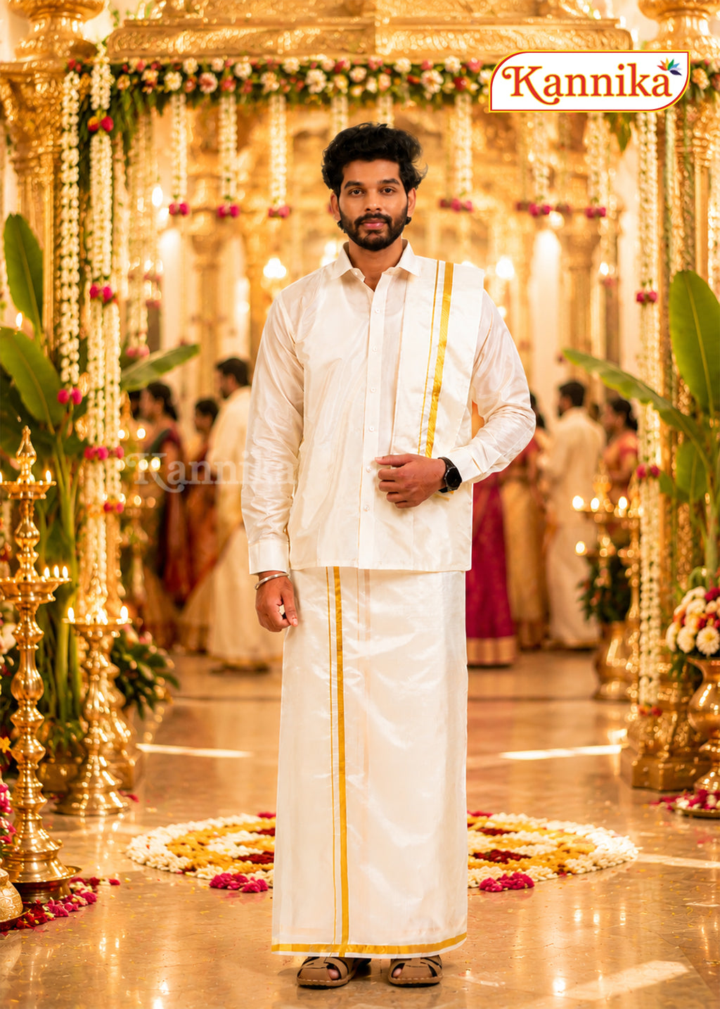 Ottiko Kattiko Dhoti | Half Inch Jari Dhoti | Velcro Silk Mix Dhoti