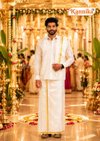 Ottiko Kattiko Dhoti | Half Inch Jari Dhoti | Velcro Silk Mix Dhoti