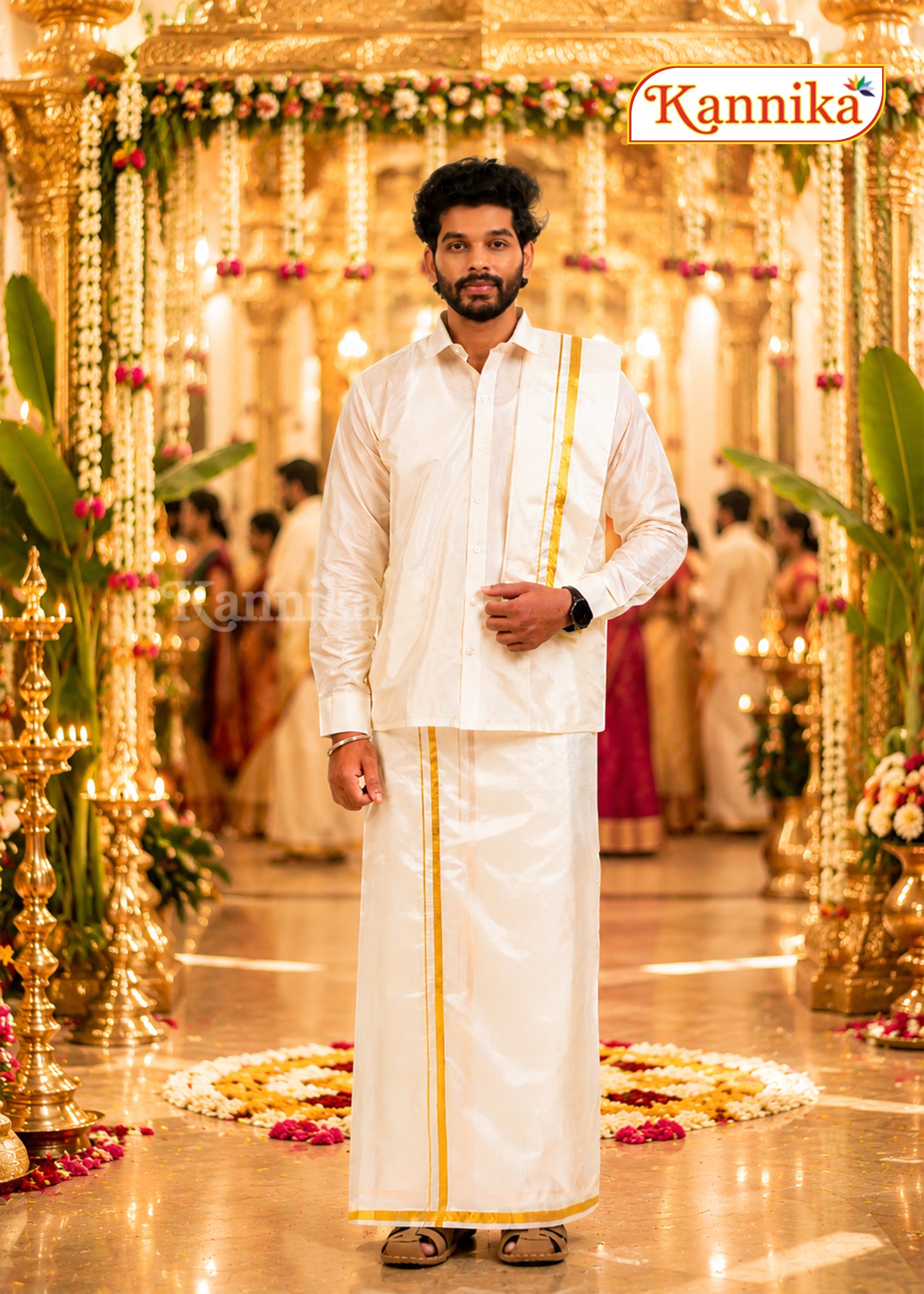 Ottiko Kattiko Dhoti | Half Inch Jari Dhoti | Velcro Silk Mix Dhoti